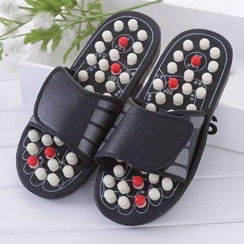 Acupressure Paduka Spring Sandle Black and White Foot Reflexology Massage Slippers